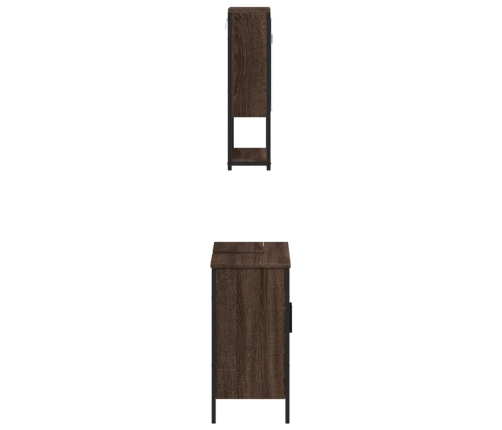 Set de muebles baño 2 pzas madera contrachapada marrón roble