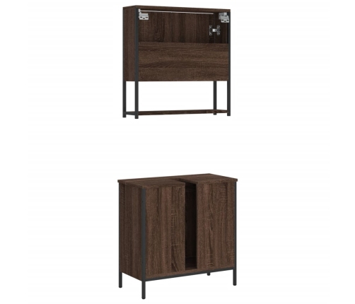 Set de muebles baño 2 pzas madera contrachapada marrón roble