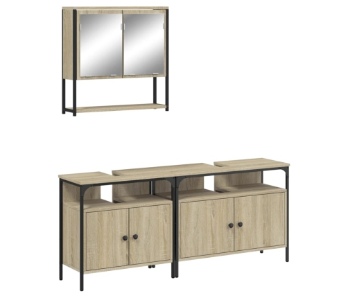 Set de muebles de baño 3 pzas madera contrachapada roble Sonoma