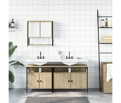 Set de muebles de baño 3 pzas madera contrachapada roble Sonoma