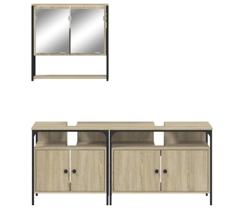 Set de muebles de baño 3 pzas madera contrachapada roble Sonoma