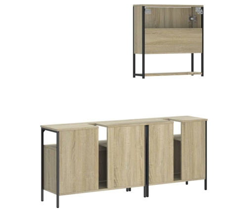 Set de muebles de baño 3 pzas madera contrachapada roble Sonoma