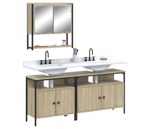 Set de muebles de baño 3 pzas madera contrachapada roble Sonoma