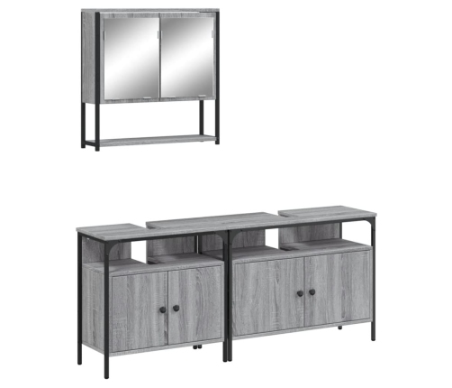 Set de muebles de baño 3 pzas madera contrachapada gris sonoma