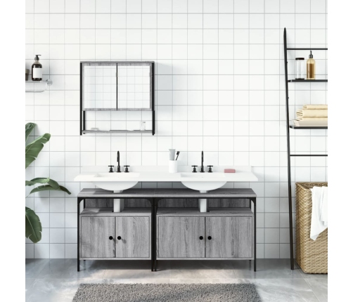 Set de muebles de baño 3 pzas madera contrachapada gris sonoma