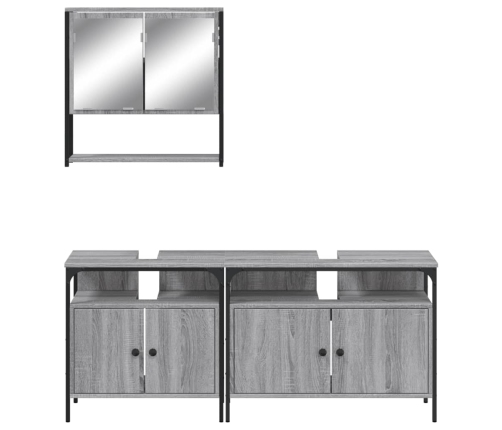 Set de muebles de baño 3 pzas madera contrachapada gris sonoma