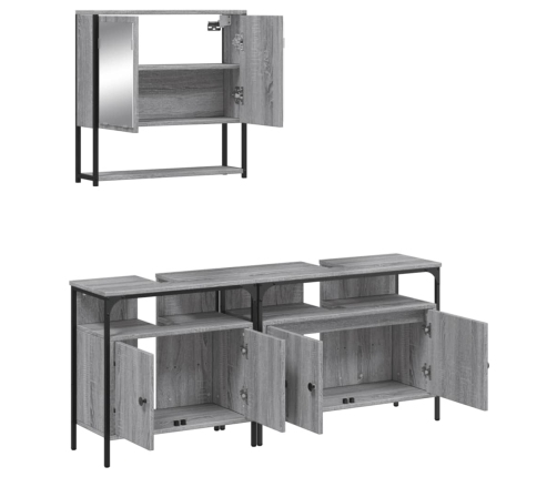 Set de muebles de baño 3 pzas madera contrachapada gris sonoma