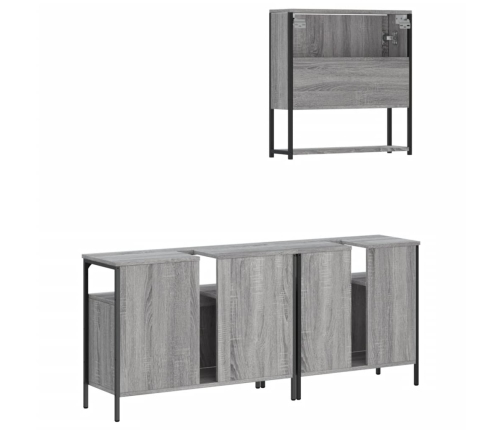 Set de muebles de baño 3 pzas madera contrachapada gris sonoma