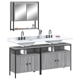 Set de muebles de baño 3 pzas madera contrachapada gris sonoma