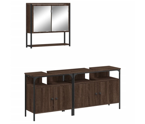 Set de muebles baño 3 pzas madera contrachapada roble marrón