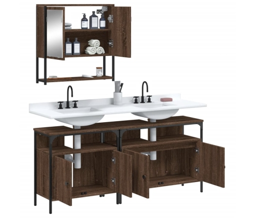 Set de muebles baño 3 pzas madera contrachapada roble marrón