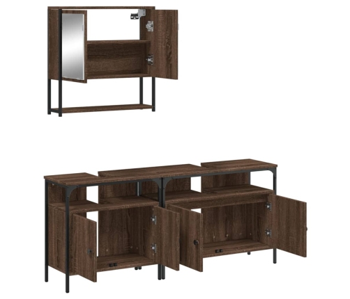 Set de muebles baño 3 pzas madera contrachapada roble marrón