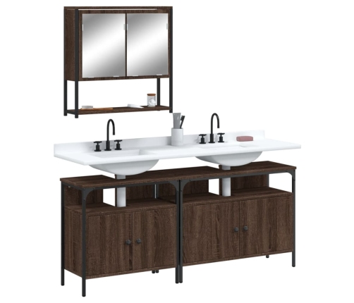 Set de muebles baño 3 pzas madera contrachapada roble marrón