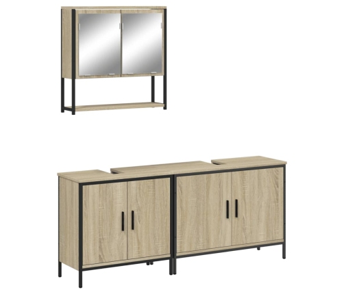 Set de muebles de baño 3 pzas madera contrachapada roble Sonoma