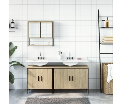 Set de muebles de baño 3 pzas madera contrachapada roble Sonoma