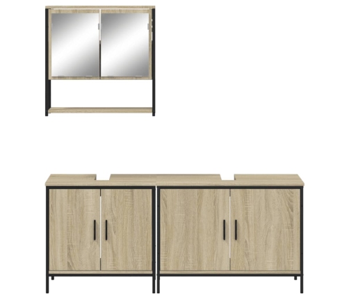 Set de muebles de baño 3 pzas madera contrachapada roble Sonoma