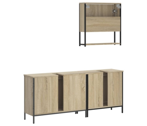 Set de muebles de baño 3 pzas madera contrachapada roble Sonoma