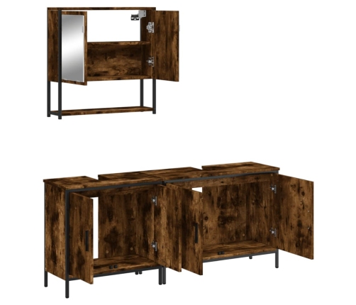 Set de muebles baño 3 pzas madera contrachapada roble ahumado