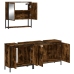 Set de muebles baño 3 pzas madera contrachapada roble ahumado