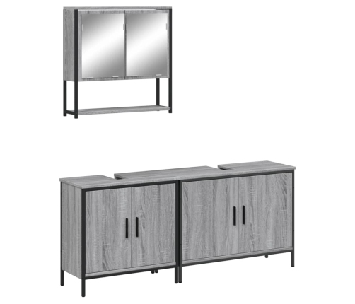 Set de muebles de baño 3 pzas madera contrachapada gris sonoma