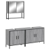 Set de muebles de baño 3 pzas madera contrachapada gris sonoma