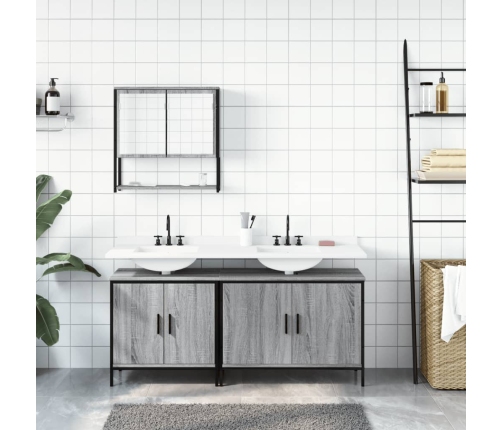 Set de muebles de baño 3 pzas madera contrachapada gris sonoma