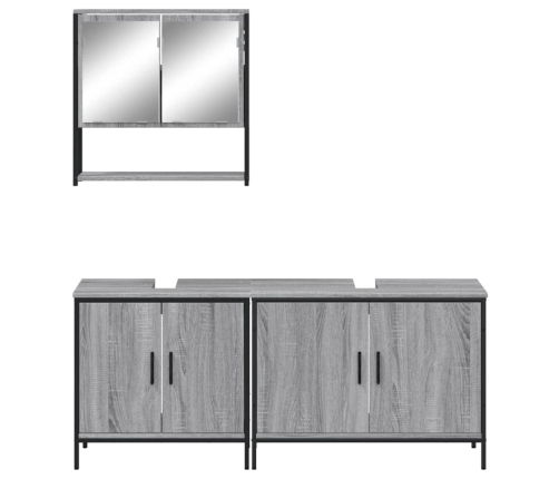 Set de muebles de baño 3 pzas madera contrachapada gris sonoma