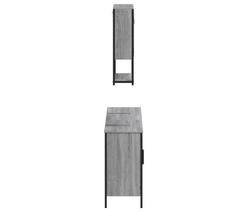 Set de muebles de baño 3 pzas madera contrachapada gris sonoma