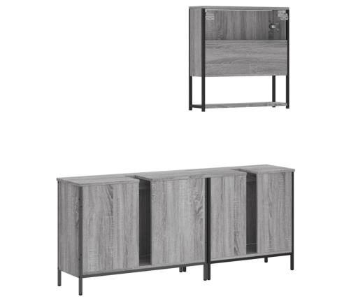 Set de muebles de baño 3 pzas madera contrachapada gris sonoma