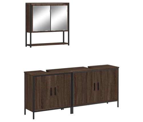 Set de muebles baño 3 pzas madera contrachapada roble marrón