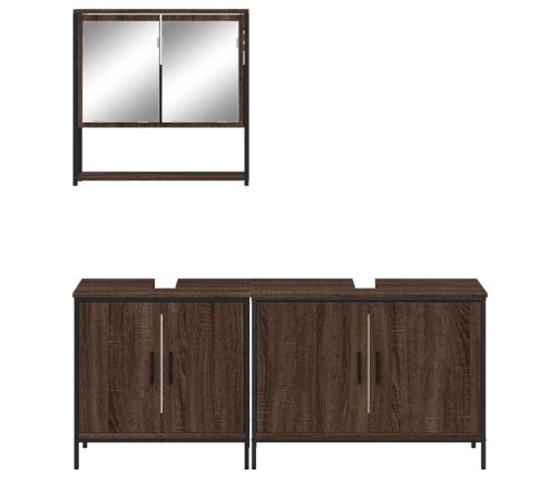 Set de muebles baño 3 pzas madera contrachapada roble marrón