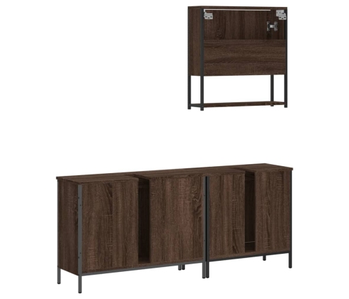 Set de muebles baño 3 pzas madera contrachapada roble marrón