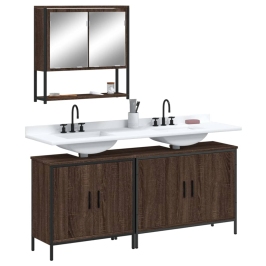 Set de muebles baño 3 pzas madera contrachapada roble marrón