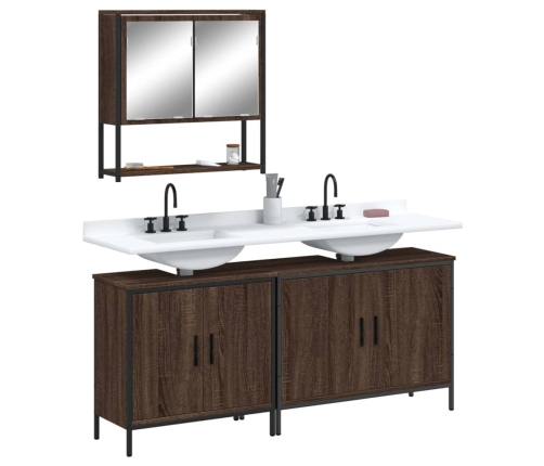 Set de muebles baño 3 pzas madera contrachapada roble marrón