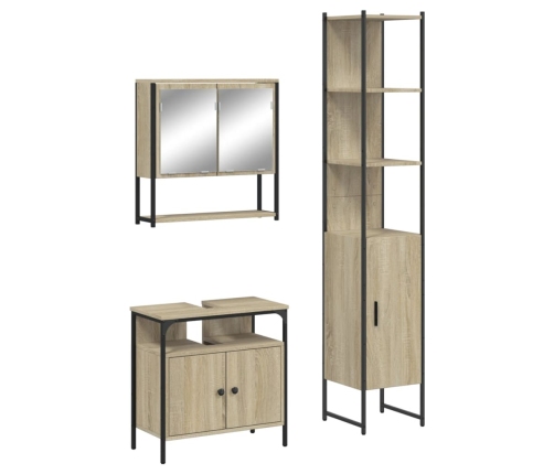 Set de muebles de baño 3 pzas madera contrachapada roble Sonoma