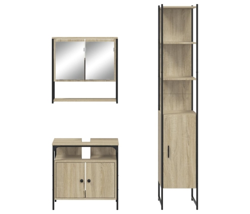 Set de muebles de baño 3 pzas madera contrachapada roble Sonoma