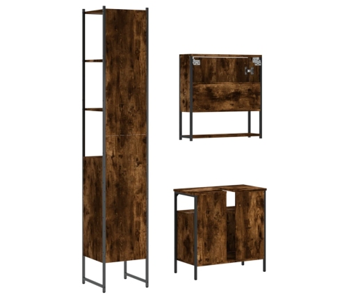 Set de muebles baño 3 pzas madera contrachapada roble ahumado