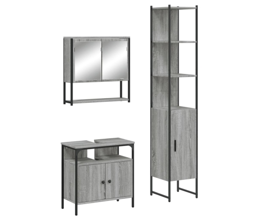 Set de muebles de baño 3 pzas madera contrachapada gris sonoma