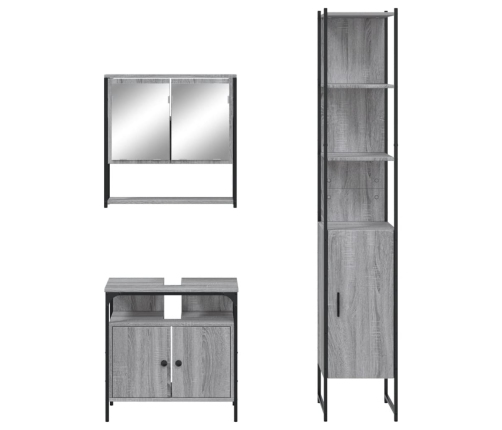 Set de muebles de baño 3 pzas madera contrachapada gris sonoma