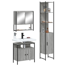 Set de muebles de baño 3 pzas madera contrachapada gris sonoma