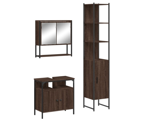 Set de muebles baño 3 pzas madera contrachapada roble marrón