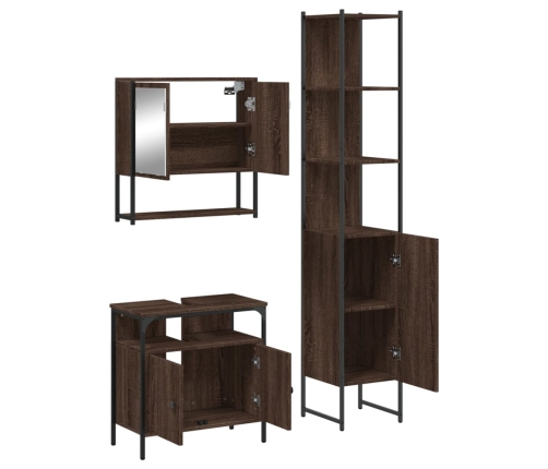 Set de muebles baño 3 pzas madera contrachapada roble marrón