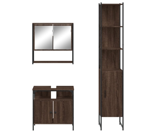 Set de muebles baño 3 pzas madera contrachapada roble marrón