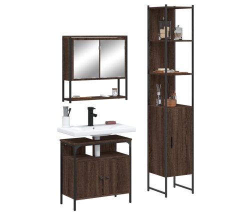 Set de muebles baño 3 pzas madera contrachapada roble marrón