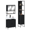 Juego de muebles de baño 3 pzas madera contrachapada negro