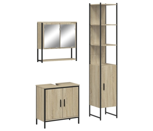 Set de muebles de baño 3 pzas madera contrachapada roble Sonoma