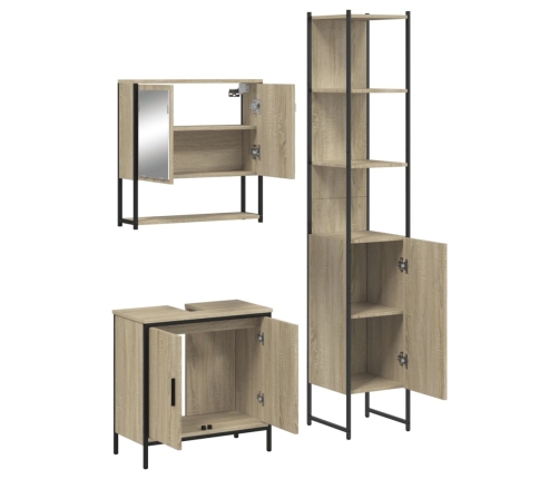 Set de muebles de baño 3 pzas madera contrachapada roble Sonoma