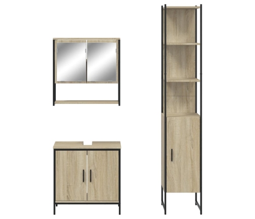 Set de muebles de baño 3 pzas madera contrachapada roble Sonoma