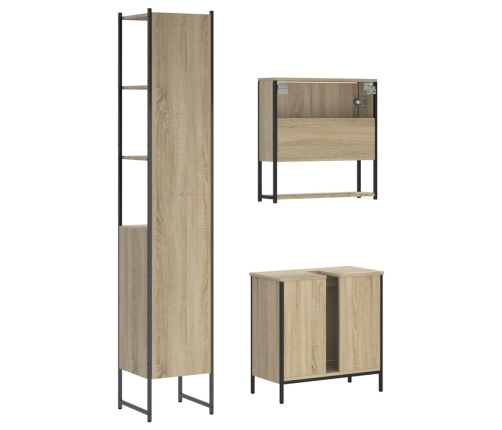 Set de muebles de baño 3 pzas madera contrachapada roble Sonoma