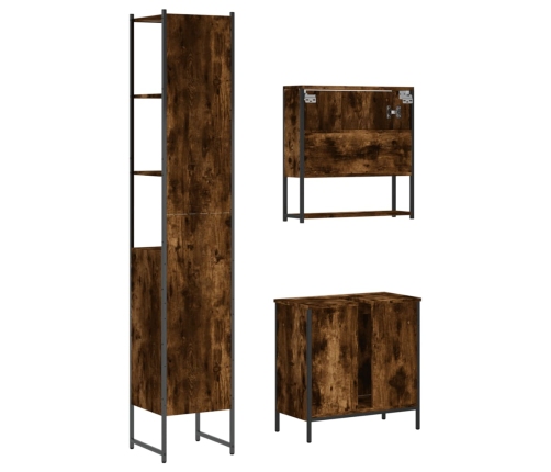 Set de muebles baño 3 pzas madera contrachapada roble ahumado